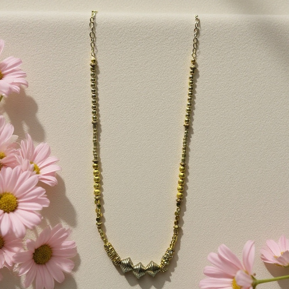 Hand Crafted Gold and Silver Beaded Necklace